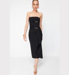 Снимка на Trendyol X Zeynep Tosun Black Knitted Snake Accessory Detailed Elegant Evening Dress