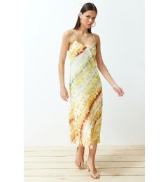 Снимка на Trendyol Yellow Pattern Mixed Premium Chiffon Lined Midi Woven Dress