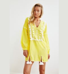 Снимка на Trendyol Yellow Tasseled Ethnic Voile Beach Dress