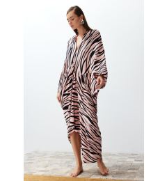 Снимка на Trendyol Zebra Patterned Wide Pattern Maxi Woven Draped Beach Dress