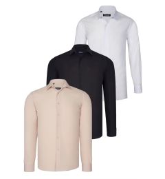 Снимка на TRIPLE SET G726 DEWBERRY SHIRT-BLACK-WHITE-BEIGE