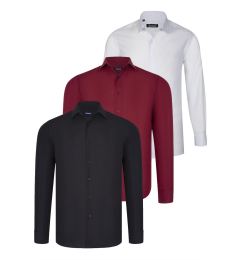 Снимка на TRIPLE SET G726 DEWBERRY SHIRT-BLACK-WHITE-BURGUNDY