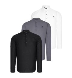 Снимка на TRIPLE SET G783 DEWBERRY JUDGE COLLAR SHIRT-BLACK-WHITE-ANTHRACITE