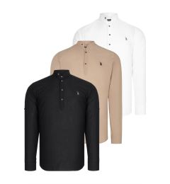 Снимка на TRIPLE SET G783 DEWBERRY JUDGE COLLAR SHIRT-BLACK-WHITE-BEIGE