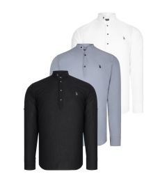 Снимка на TRIPLE SET G783 DEWBERRY JUDGE COLLAR SHIRT-BLACK-WHITE-GREY