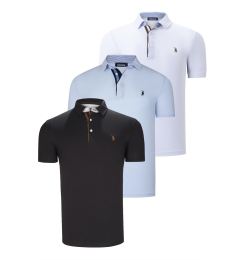 Снимка на TRIPLE SET T8582 DEWBERRY MENS T-SHIRT-BLACK-WHITE-BABY BLUE