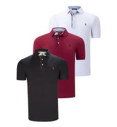 Снимка на TRIPLE SET T8582 DEWBERRY MENS T-SHIRT-BLACK-WHITE-BURGUNDY