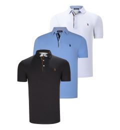 Снимка на TRIPLE SET T8582 DEWBERRY MENS T-SHIRT-BLACK-WHITE-CLEAR BLUE