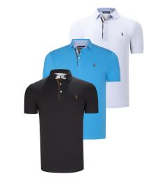 Снимка на TRIPLE SET T8582 DEWBERRY MENS T-SHIRT-BLACK-WHITE-DARK TURQUOISE