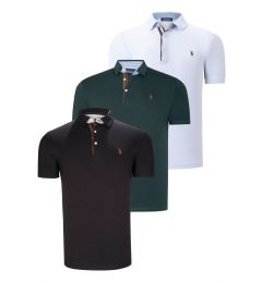 Снимка на TRIPLE SET T8582 DEWBERRY MENS T-SHIRT-BLACK-WHITE-GREEN