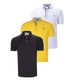 Снимка на TRIPLE SET T8582 DEWBERRY MENS T-SHIRT-BLACK-WHITE-YELLOW