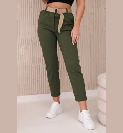 Снимка на Trousers with a wide belt in khaki