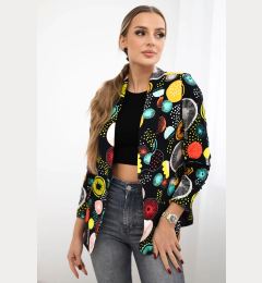 Снимка на Turecki Cotton jacket with a colorful print ecru+black