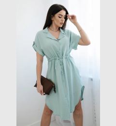 Снимка на Viscose dress with a tie at the waist dark mint