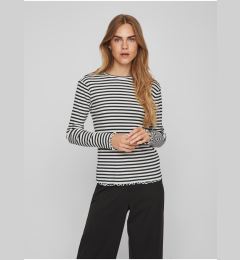 Снимка на White and Black Womens Striped Long Sleeve T-Shirt VILA Thessa - Women