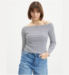 Снимка на White and Blue Striped T-Shirt Pieces Alicia - Women