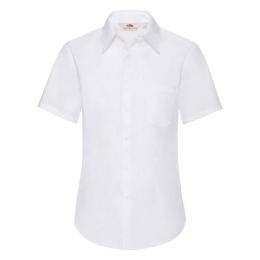 Снимка на White poplin shirt with short sleeves Fruit Of The Loom