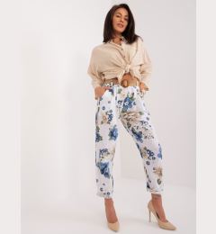 Снимка на White women's fabric trousers with flowers