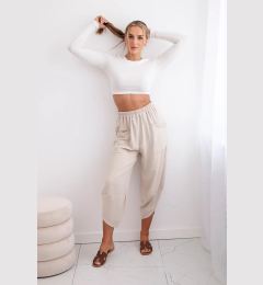 Снимка на Wide-leg trousers with pockets beige