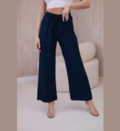 Снимка на Wide viscose trousers Navy blue