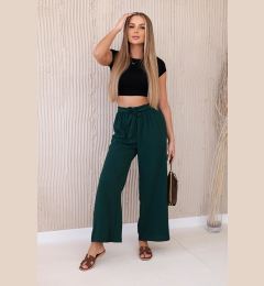 Снимка на Wide-waisted trousers in dark green colour