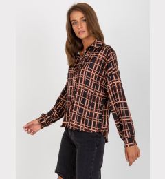 Снимка на Women's black checkered shirt made of satin imitation