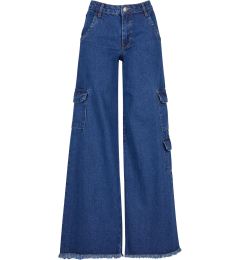 Снимка на Women's Cargo Jeans with Medium Waist - Blue