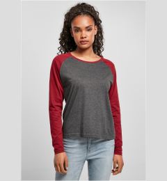 Снимка на Women's contrasting long-sleeved raglan charcoal/burgundy