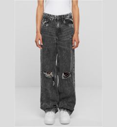 Снимка на Women's Distressed 90's Wide Jeans - Black