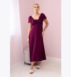 Снимка на Women's dress with a tie at the neckline - purple