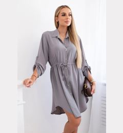 Снимка на Women's dress with buttons and waist ties - grey