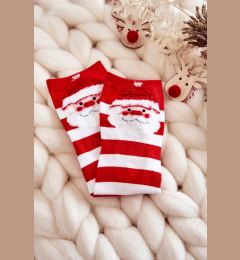 Снимка на Women's Funny Christmas Socks In stripes with Santa Claus red and white