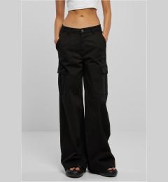 Снимка на Women's high-waisted and wide-leg twill trousers black