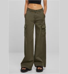 Снимка на Women's high-waisted and wide-waisted twill trousers Cargo Olive