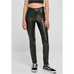 Снимка на Women's mid-waisted synthetic leather trousers black