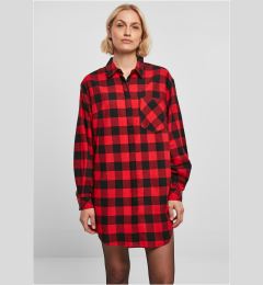 Снимка на Women's Oversized Flannel Shirt Dress Black/Red