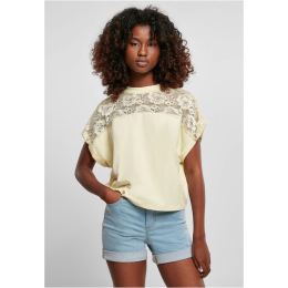 Снимка на Women's short oversized lace t-shirt with soft yellow color