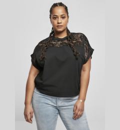 Снимка на Women's short oversized T-shirt with black lace