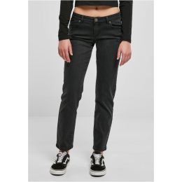 Снимка на Women's Straight Denim Pants with Low Waist - Black