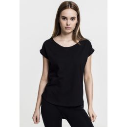 Снимка на Women's T-shirt with a long back in the shape of Slub in black color