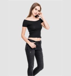 Снимка на Women's T-shirt with free shoulder black