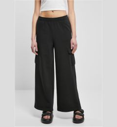 Снимка на Women's Terry Trousers Highwaist Wide Leg Cargo Black