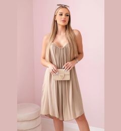 Снимка на Women's viscose dress with straps - camel beige