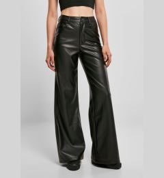 Снимка на Women's wide trousers made of black artificial leather