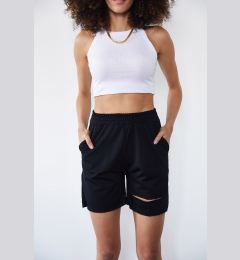 Снимка на XHAN Women's Black Ripped Detailed Shorts