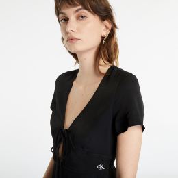 Снимка на Calvin Klein Jeans Crepe Short Sleeve Midi Dress Black S