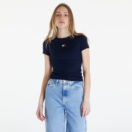 Снимка на Тениска Tommy Jeans Slim Badge Ribbed Tee Dark Night Navy S