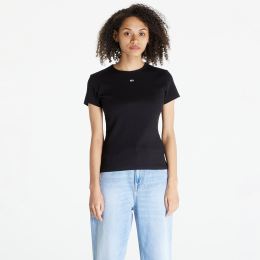 Снимка на Тениска Tommy Jeans Slim Essential Rib Short Sleeve Tee Black M