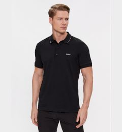 Снимка на Boss Тениска с яка и копчета Paule 4 50506195 Черен Slim Fit