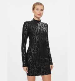 Снимка на Calvin Klein Jeans Ежедневна рокля Logo Aop Long Sleeve Dress J20J222989 Черен Slim Fit